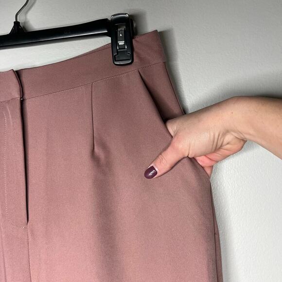 NWT Nasty Gal Women's High Waisted Wide Leg Tailored Pants Size 12 Mauve - Picture 4 of 11